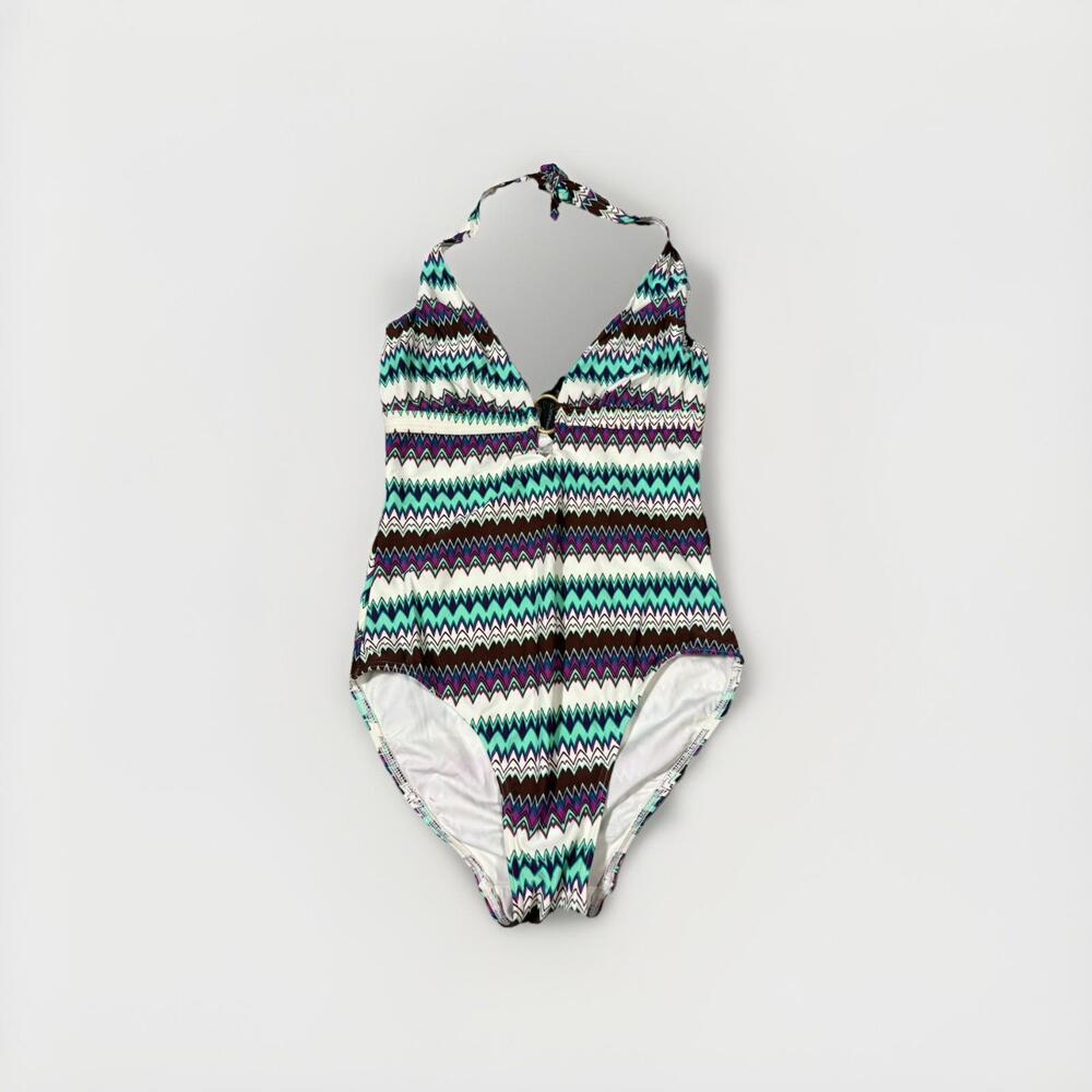 Storm-In-A-D-Cup Striped Multi Color One Piece Full Swimsuit Sz 32D NWT (A25)